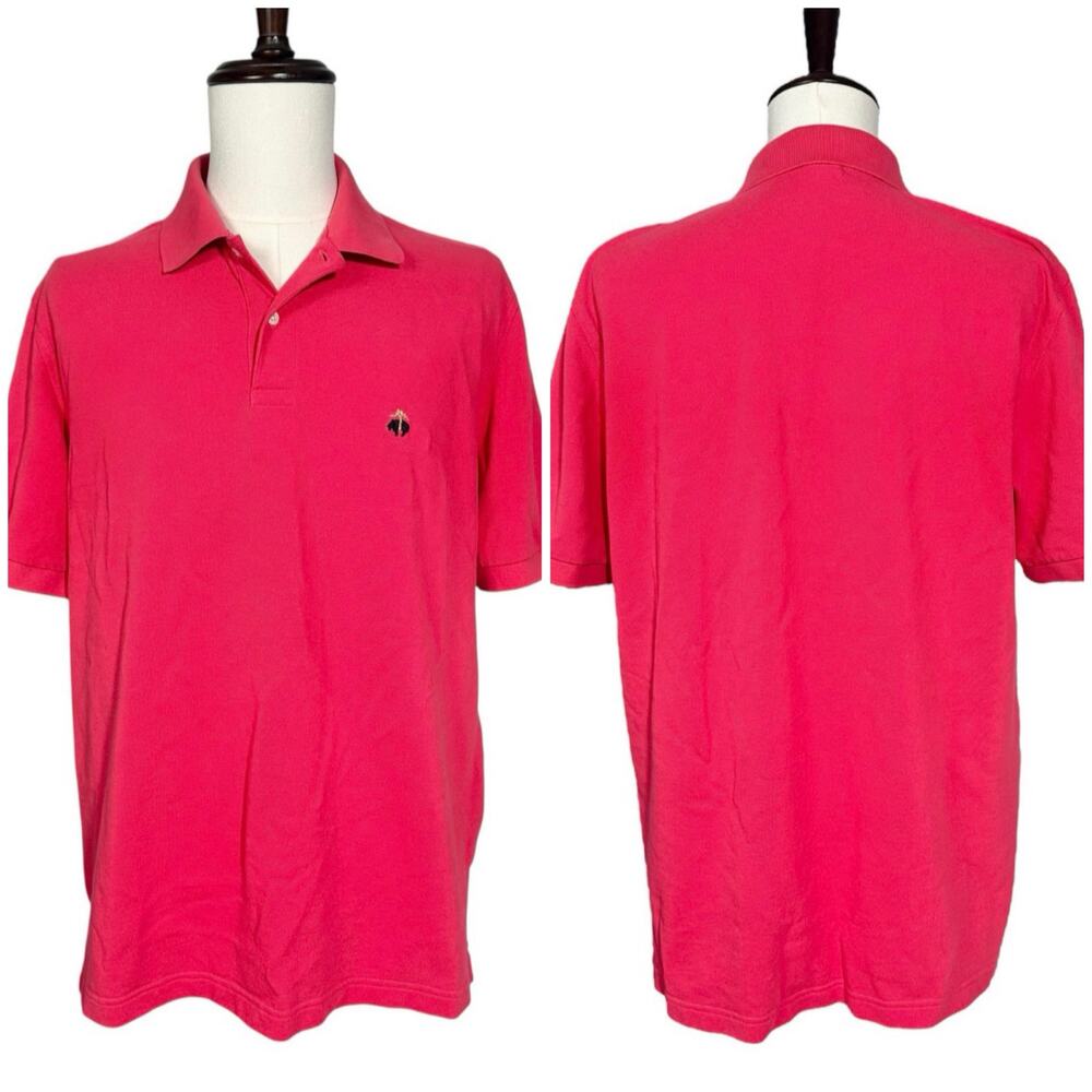 Brooks Brothers 346 | Men | Coral Classic Preppy Cotton Knit Polo Shirt | Large